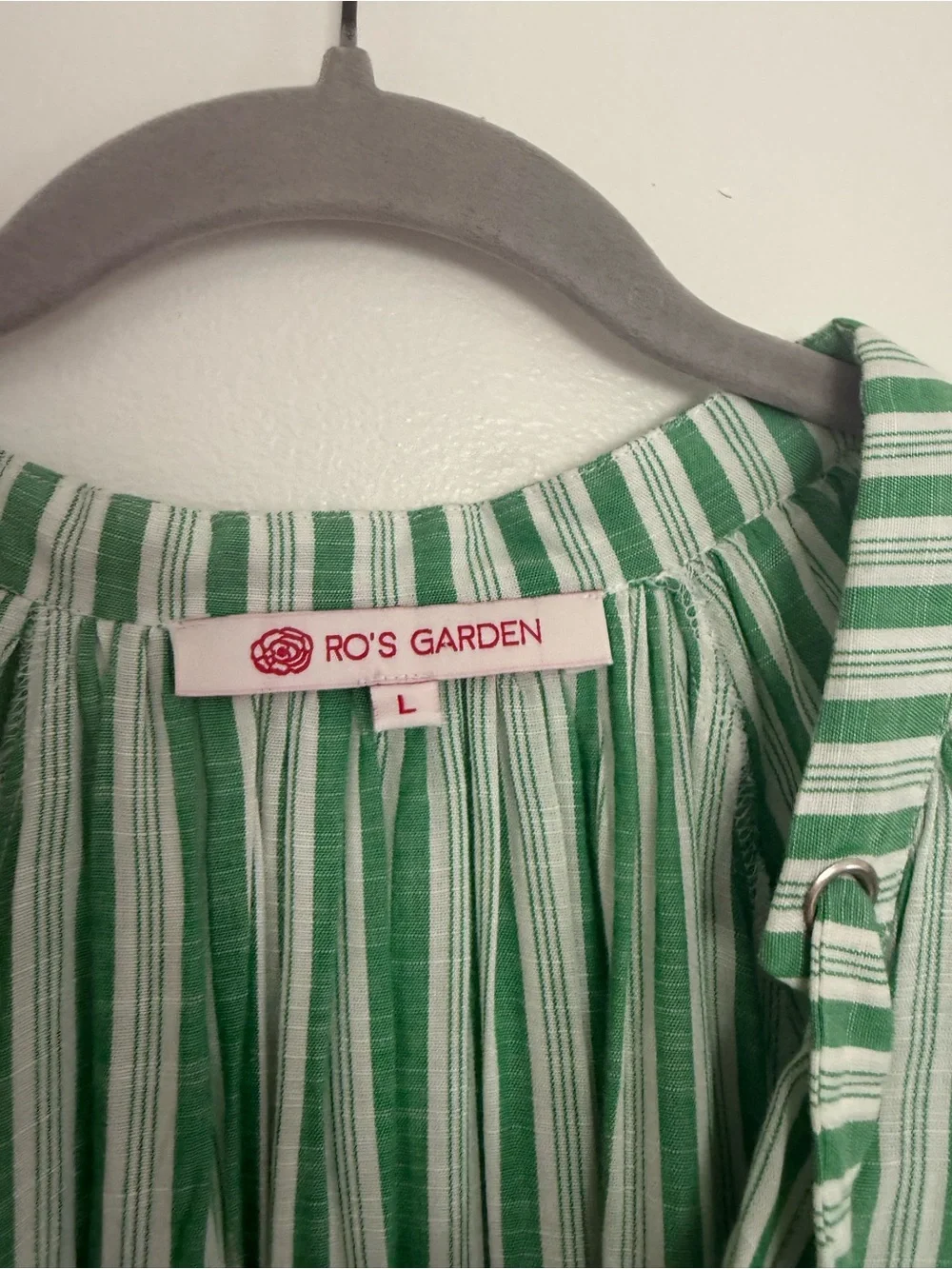 Tuckernuck Mint and White Striped Tie-Neck Blouse